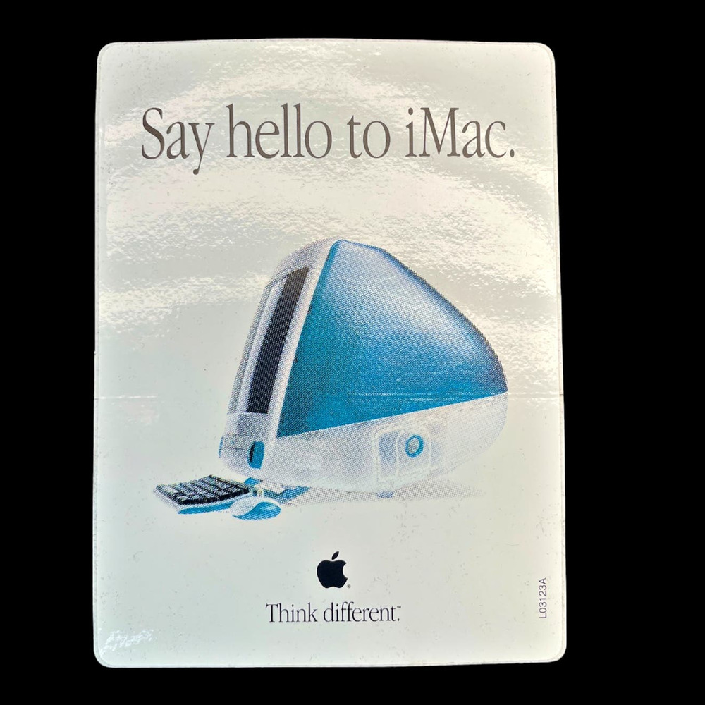 Vintage Apple Computer iMac Sticker Think Different "Say Hello To iMac"